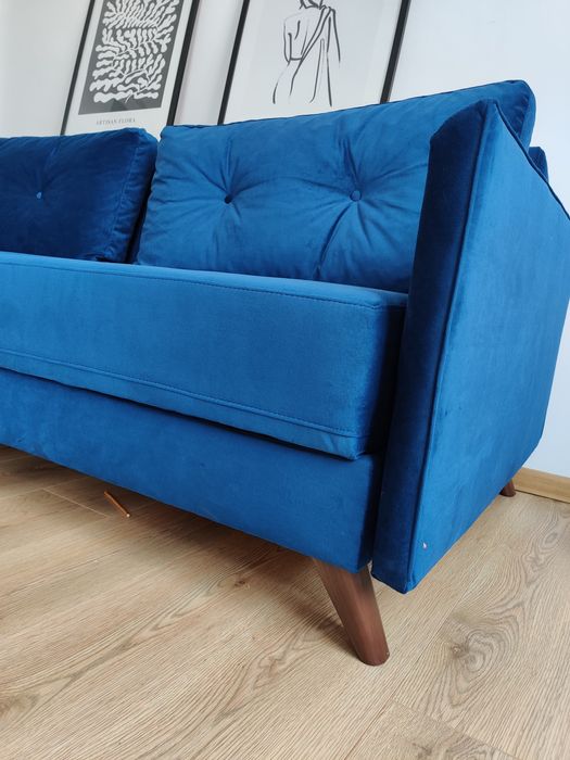 Разтегателен диван - син велур