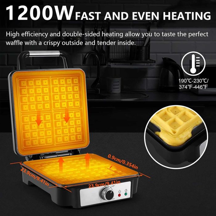 Гофретник 1200W Мощен голям за 4 гофрети