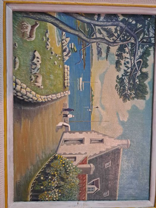 tablou vechi pictura pe panza 51/41 cm semnat Le Lorrain