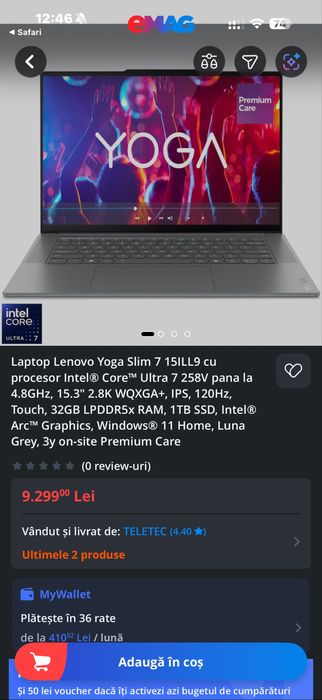 Lenovo Yoga Slim 7 15ILL9 - Ultra 7 - 32GB RAM - 1TB SSD - 2.8K 120 Hz