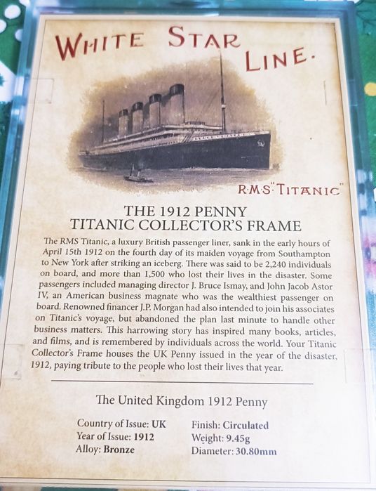 Истинска монета от ТИТАНИК! (сертификат)