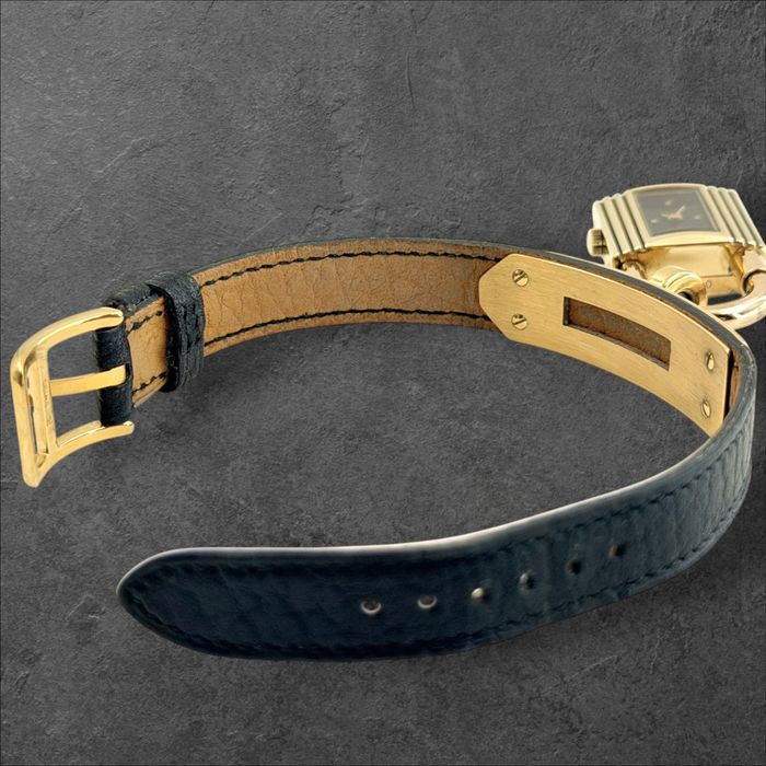 Hermès Kelly Lock Black & Gold (1990s) Дамски часовник 2в1