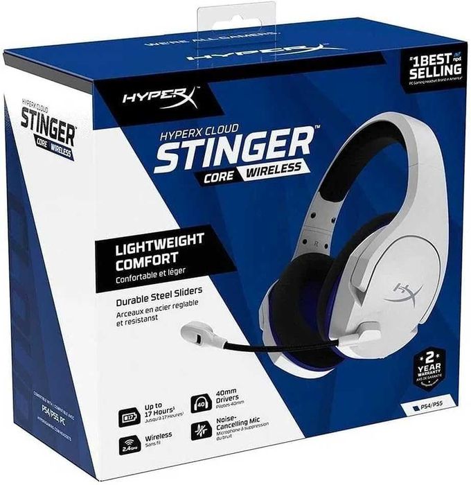 Casti Gaming Wireless Kingston HyperX Cloud Stinger Alb PS4 PS5 PC adaptor USB Nou Sigilate