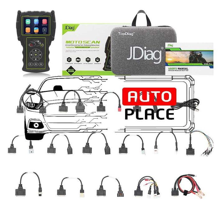 JDiag M100 Pro Full Set Диагностичен Инструмент за Мотоциклети и Коли