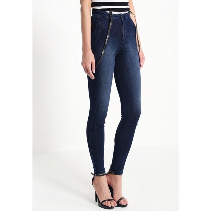 Blugi leggings Guess noi cu bretele