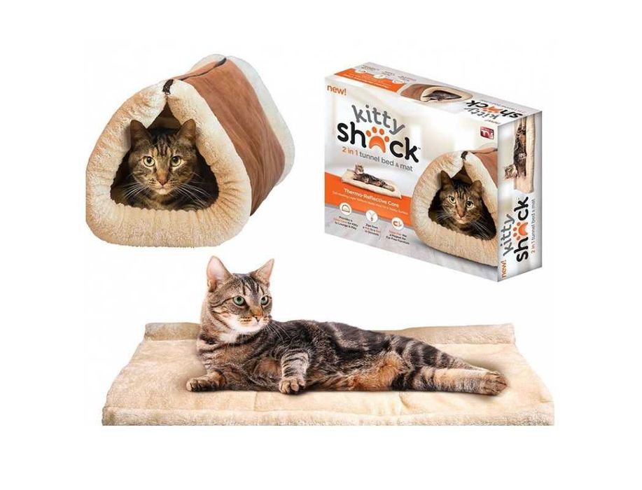 Легло и къщичка тунел за котки и домашни любимци Kitty Shack 2 в 1
