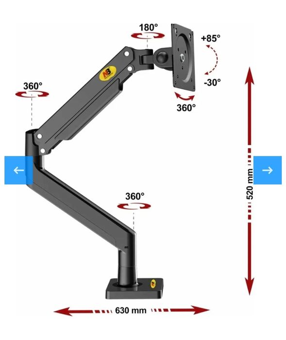 Кронштейн для мониторов, поворотный и наклонный настольный, NB G45