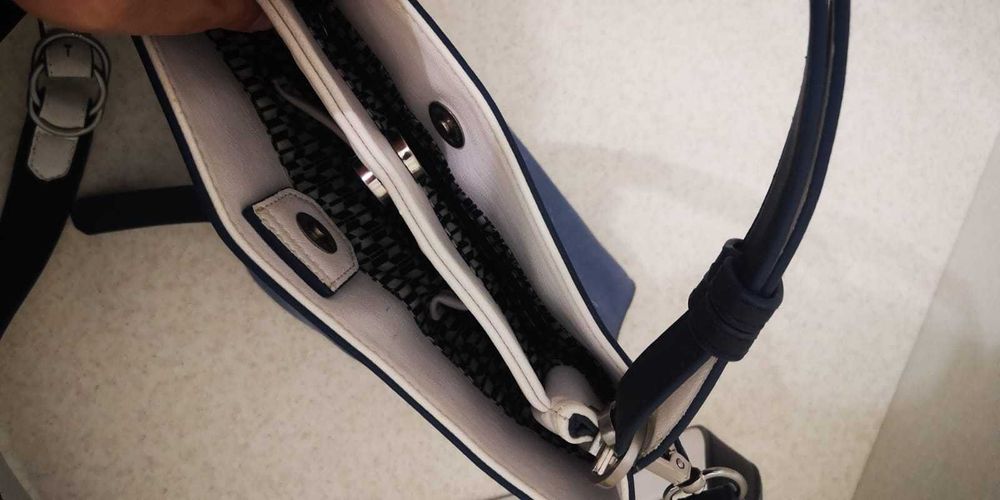 Сумка кожаная синяя, голубая