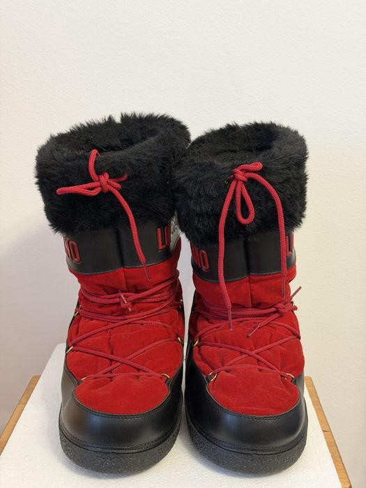 Love Moschino Moon Boots Roșu catifea negru mărimea 38-40