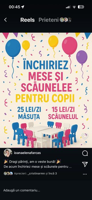 Mese si scaune pentru copii