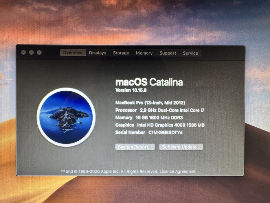 Лаптоп Apple MacBook Pro 13 (2012) Intel Core i7, RAM 16GB