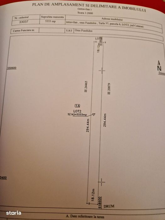 Teren intravilan vanzare Fundulea, Calarasi
