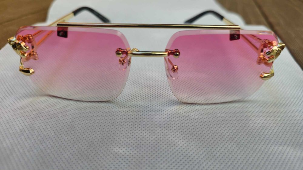 Ochelari de soare Cartier Rimless 8809 lentila roz