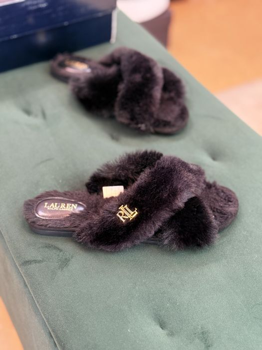 Дамски чехли с пухчета Ralph Lauren