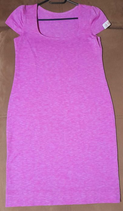 Дамска памучна рокля ZU+ELEMENTS, розов меланж