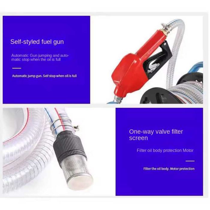 Електрическа помпа за гориво 380W – 12V 50 л/мин, с маркуч и пистолет