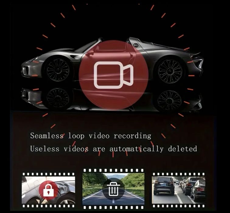 HD камера за кола с голям екран, нощно виждане и широкоъгълен обектив