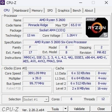 Отборный Ryzen 5 2600 6/12