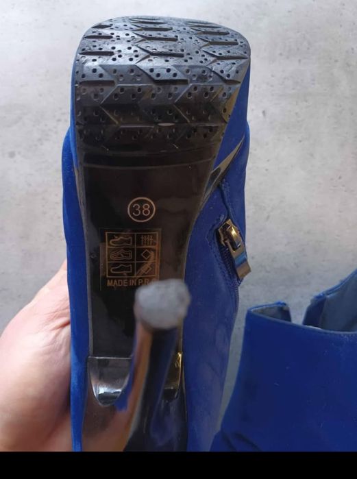 Велурени боти в сив и син цвят