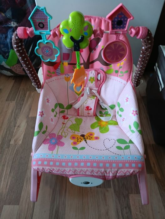 Бебешки шезлонг с вибрация и музикална играчка 0м +