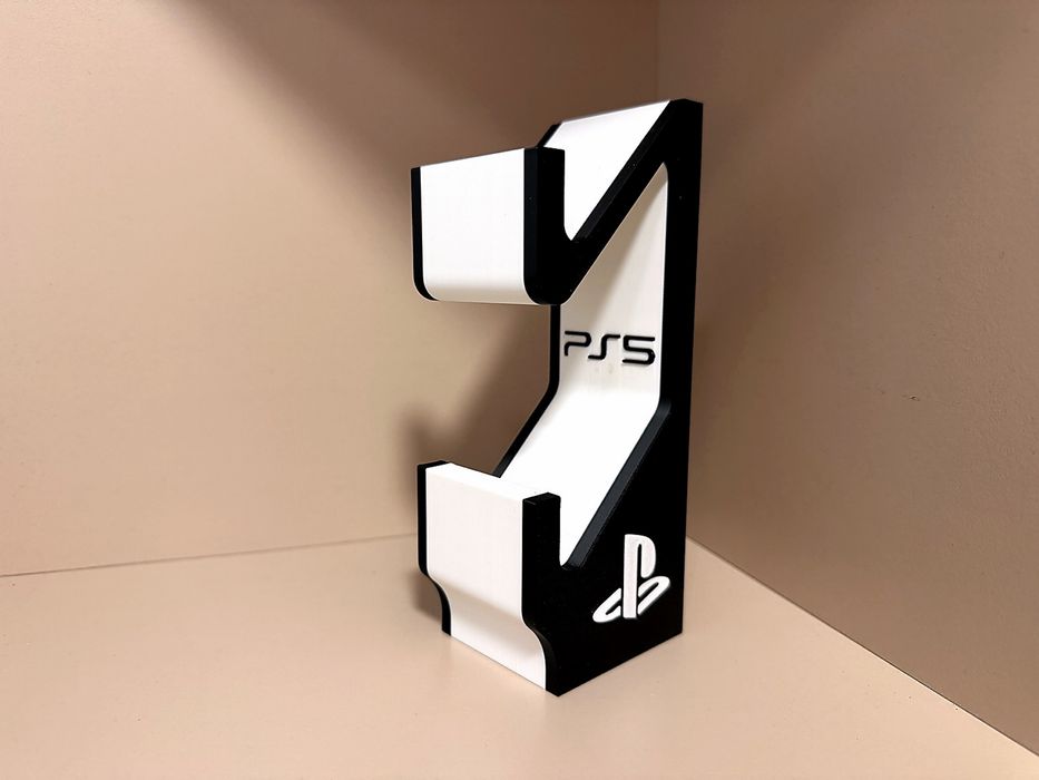 Suport dublu 2 manete PS5 DualSense – printat 3D – alb/negru