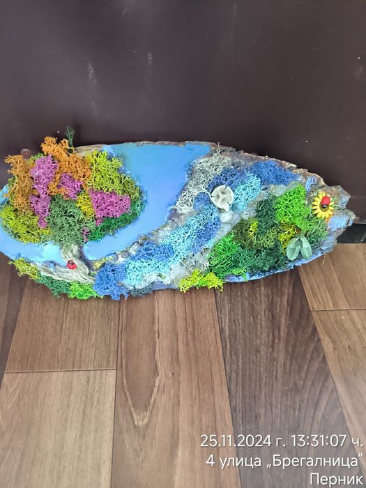 Декорации от жив скандинавски мъх и сапунени рози