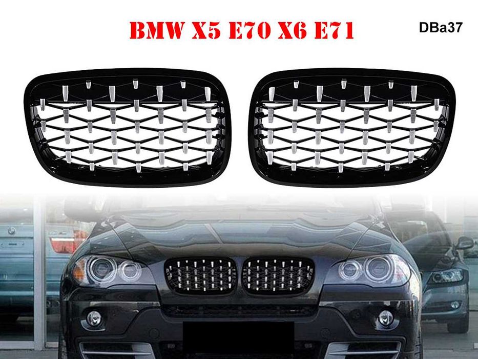 Grila Dubla Grilaj Negru Lucios Diamond M Sport Grile BMW X5 E70 X6