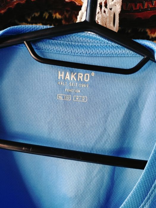 Tricou sport damă HAKRO Function Albastru, Coolmax, imprimeu "Fachklinik Katzenelnbogen", mărimea M