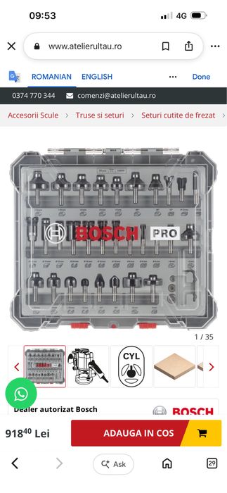 Bosch PRO - Set cutite frezat, tija 8 mm, ambalaj plastic, 30 bucati