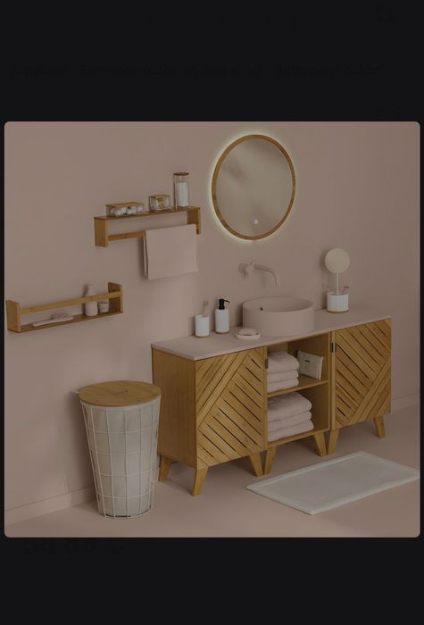 Set dulap/masca baie lavoar si banca bambus nou