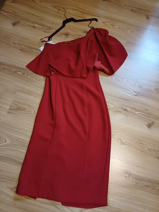 Червена рокля до коляното с едно рамо, Mango, S, НОВА, с Етикет