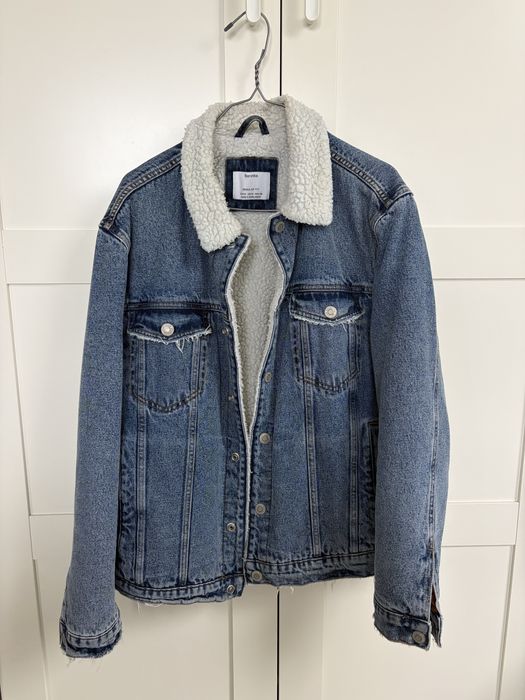 Geaca groasa de blugi Bershka imblanita, albastra, marime M