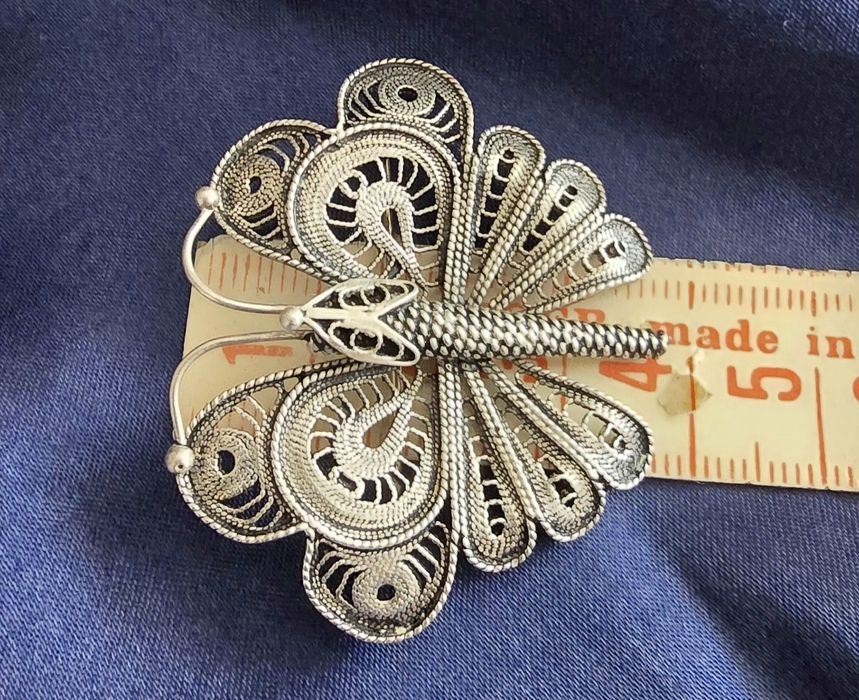 Brosa argint filigran lucrata manual – model fluture – 8,9 g