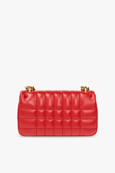 BURBERRY Lola малка яркочервена чанта естествена кожа златист синджир