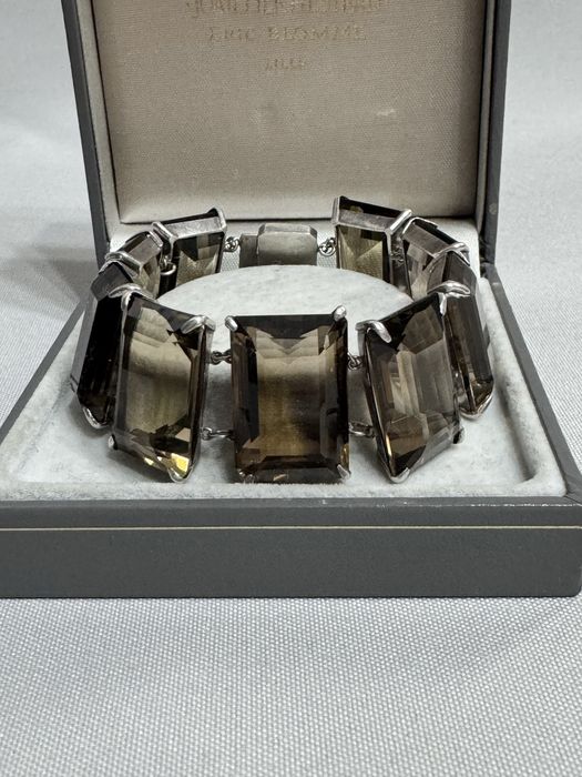 Bratara din argint si cuart fumuriu