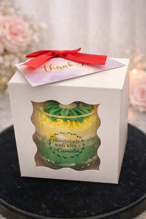 Lumanare parfumata din ceara de soia, cu aroma de pepene galben