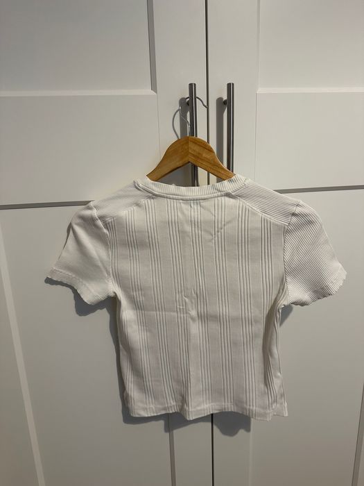 Tricou, Zara, M, alb, cu dungi, damă