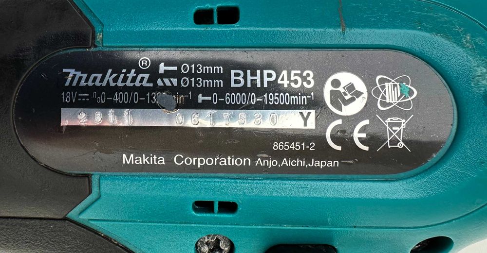 Makita BHP453 - Ударен акумулаторен винтоверт 18V перфектен!