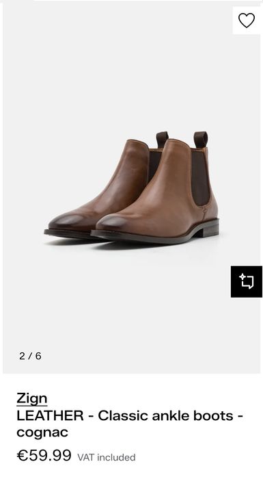 Класически кожени боти до глезена в цвят коняк