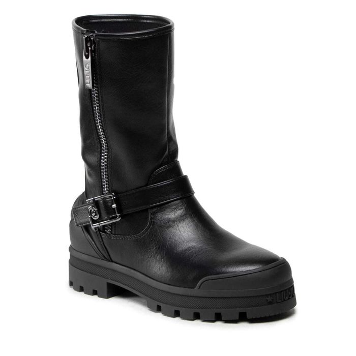 LIU JO № 37 – Дамски кожени боти "BLACK & GREY" нови с кутия