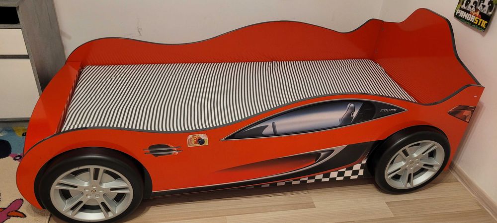 Pat copil masina de curse, 90x200, saltea inclusa 200 LEI