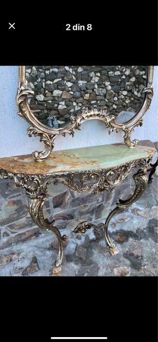 Consola bronz cu blat onix si oglinda !