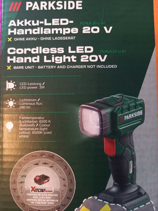 Lanterna pe acumulator 20v parkside