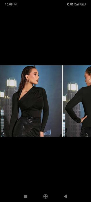 Черна парти блузка Shein