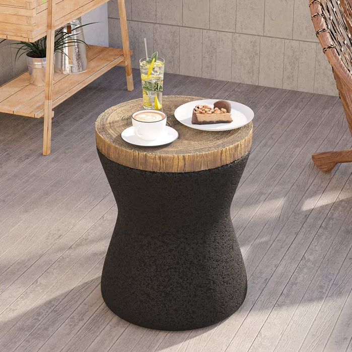 Masa laterala HOMPUS tip clepsidra masuta cafea living terasa gradina 33.5 x 42.7 cm neagra