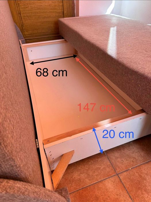 Canapea extensibilă (cu ladă pentru depozitare) 160 cm x 200 cm culoare Gri