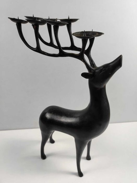 1,775 КГ Разкошен Голям СВЕЩНИК ЕЛЕН РОГА Месинг Или Бронз