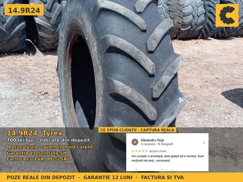 Cauciucuri Anvelope 14.9R24 14.9 R24 14.9-24 380/85R24 14924 Tyrex Tractor Punte Spate Utilaje Agricole SH Second Hand FACTURA TVA Garantie 1 An