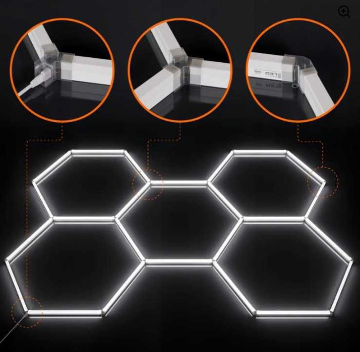 Iluminat LED HoneyComb 5hexagoane DIMABIL cu telecomand 235x164cm 160w