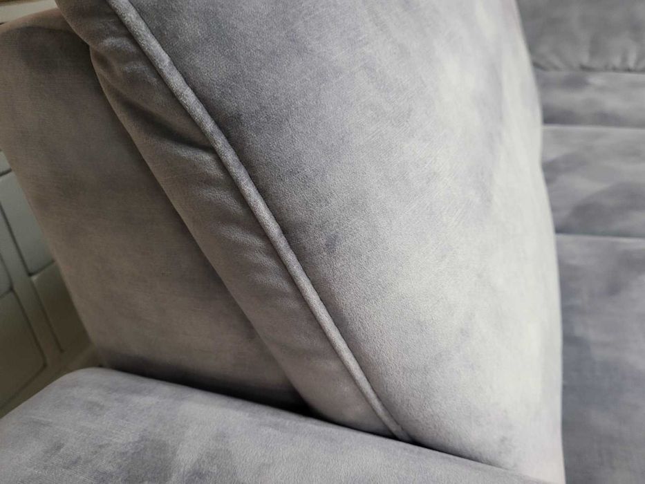 Сив ъглов диван от плат с функция сън MM-ZE1126